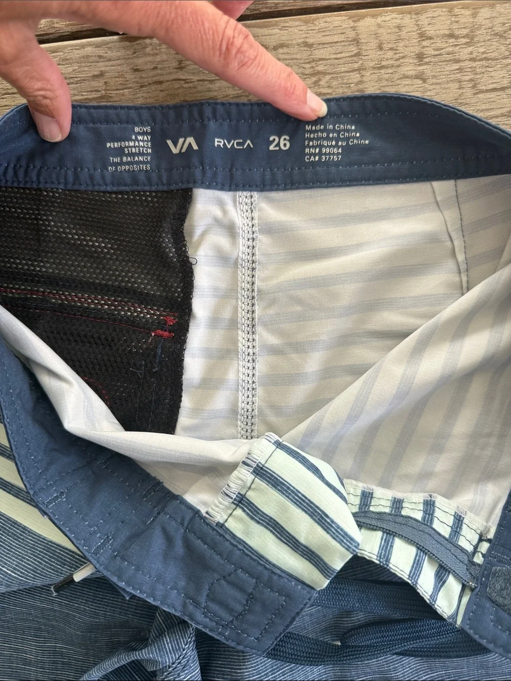 RVCA Navy and Cream Striped Boy’s Hybrid Shorts